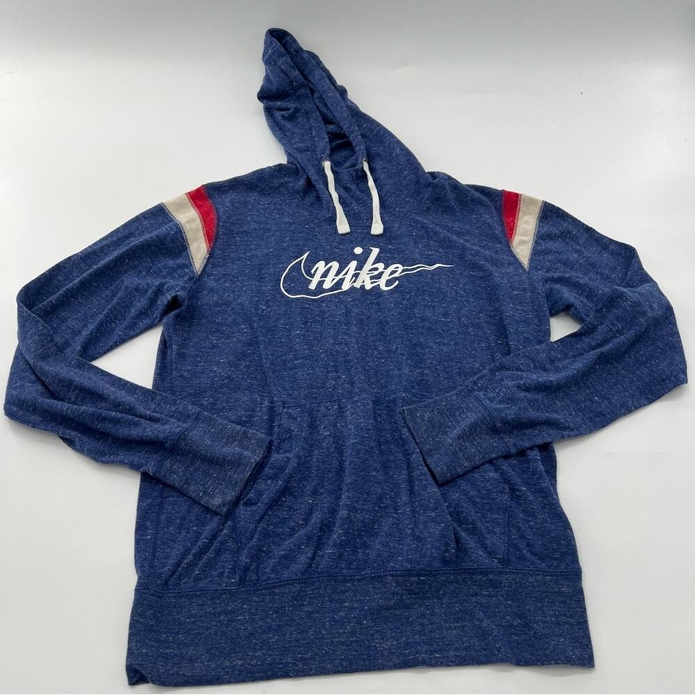 Nike Sportswear Blue White Vintage Style Hoodie Womens Lighweight Organic Cotton